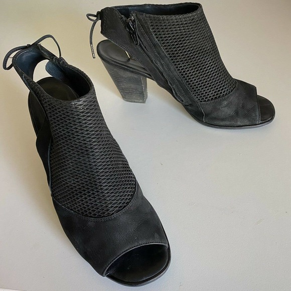 Paul Green Lexi Peep Toe Bootie Boot Sandal Heeled Zip Black Suede Bow 7… - Picture 5 of 7